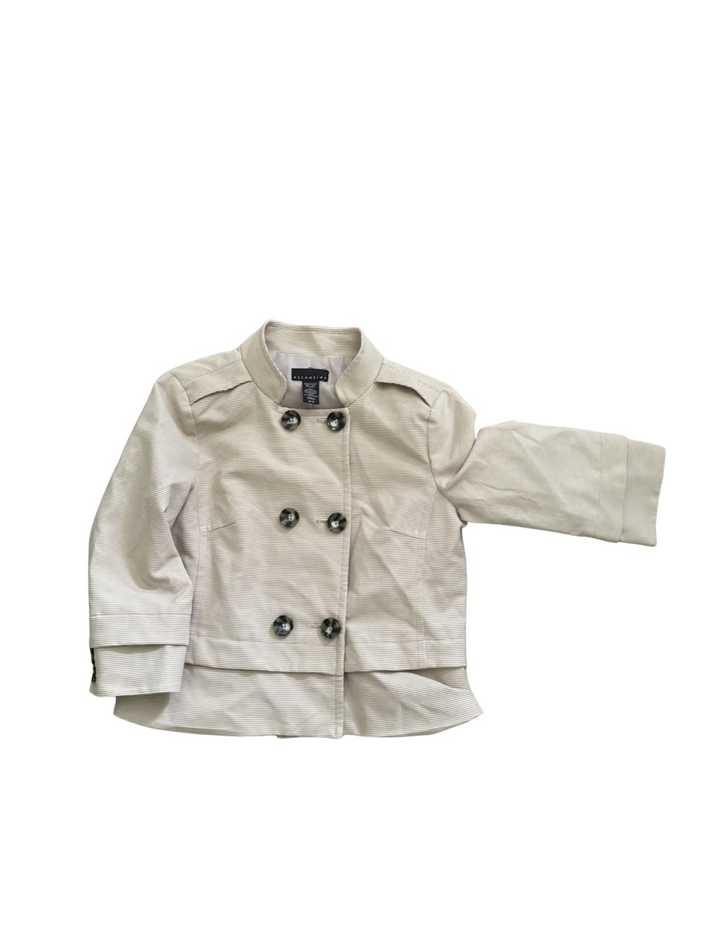attention Cream Double-Breasted Textured Pea Coat - Picture 6 of 6